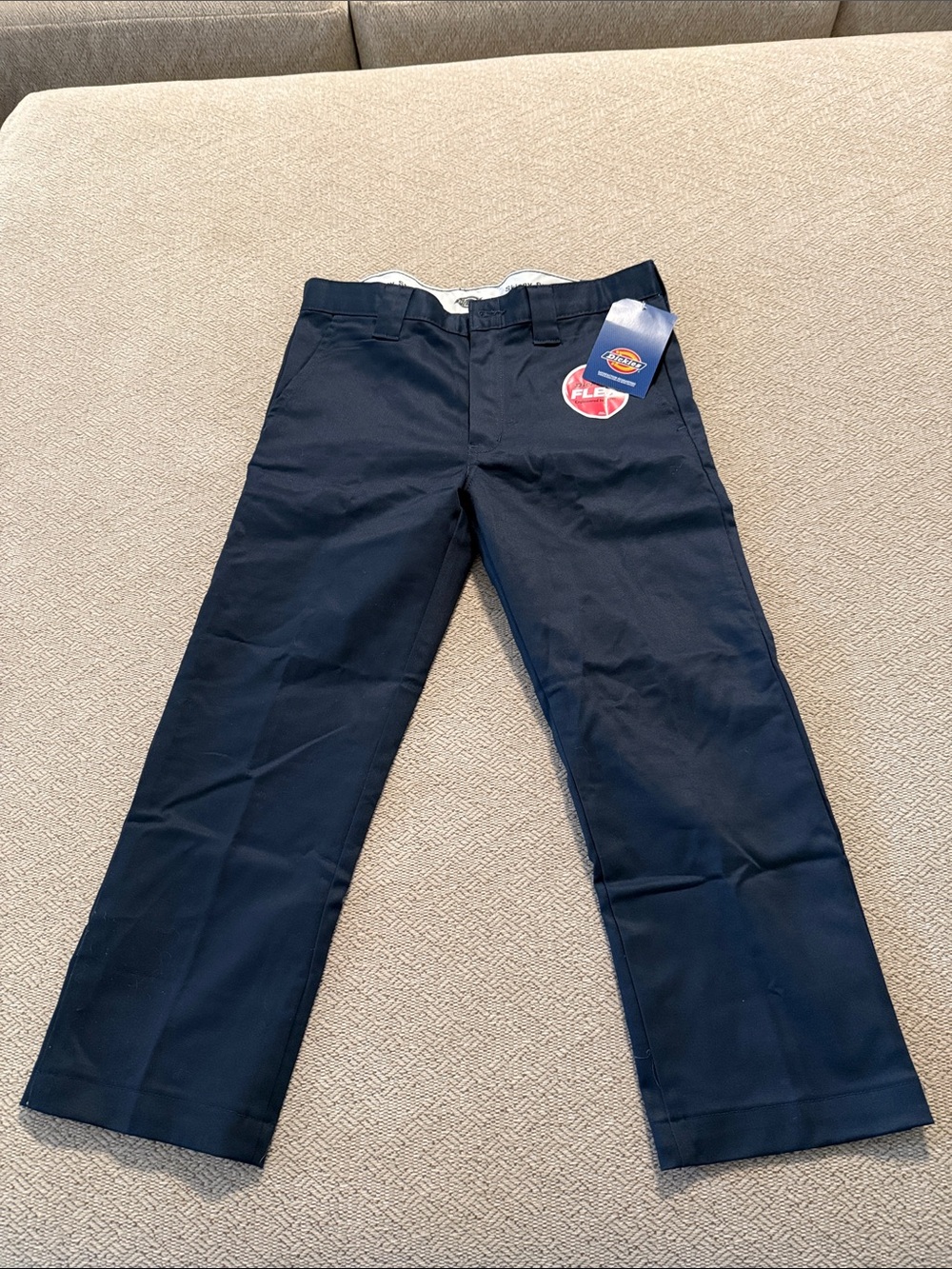 Dickies Men's Straight Leg Chinos - Navy Blue, Slim Fit Size 16